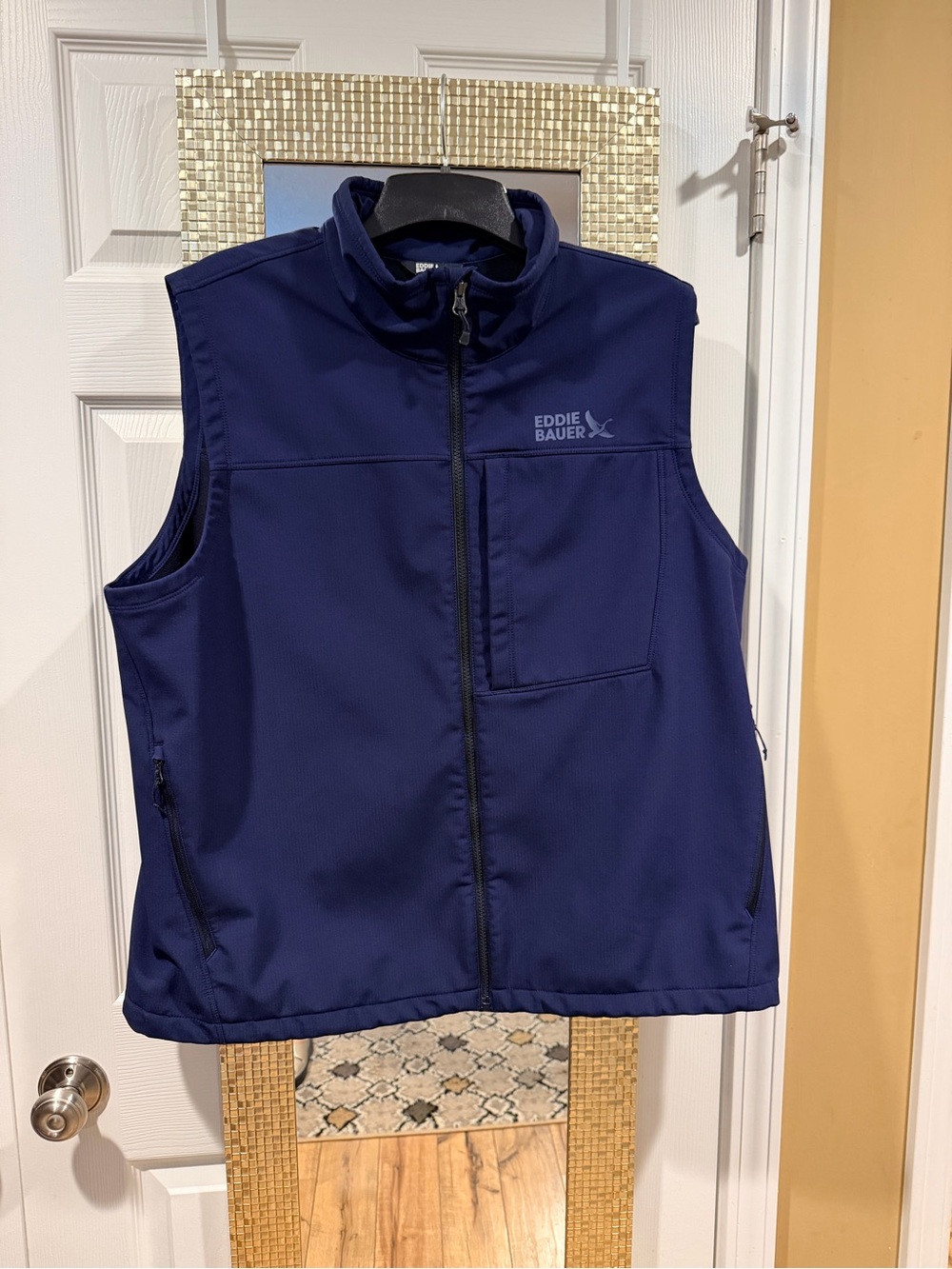 Eddie Bauer Men’s Deep Navy Softshell Vest with Zip Pockets